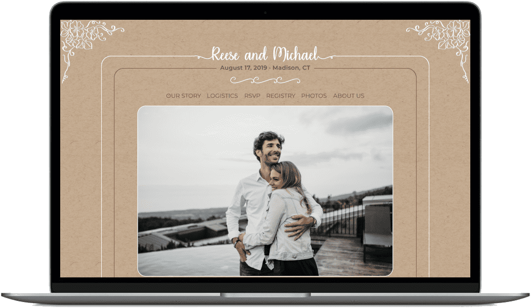 Wedding website on laptop